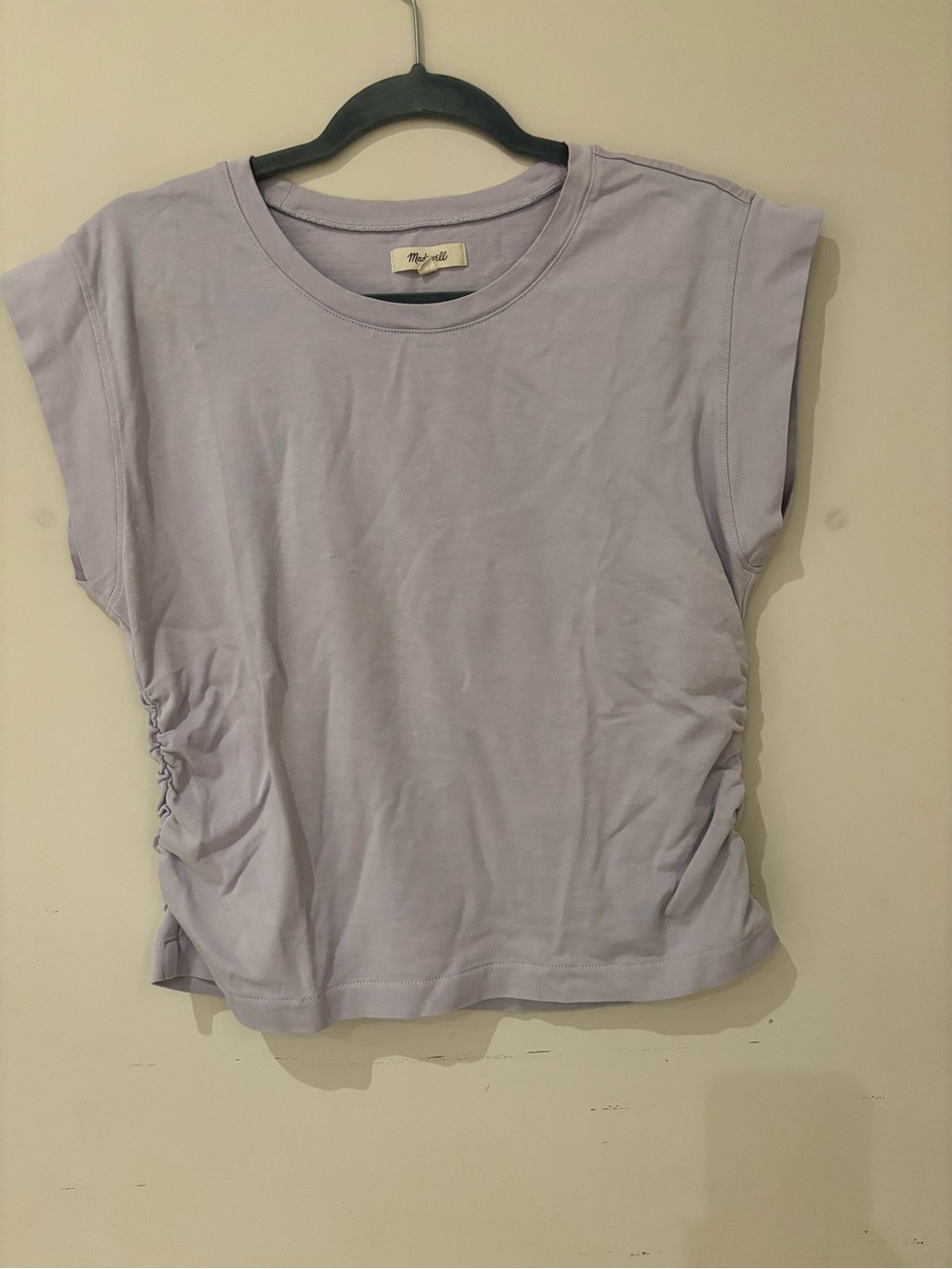 Madewell Lilac Ruched Side Sleeveless Tee